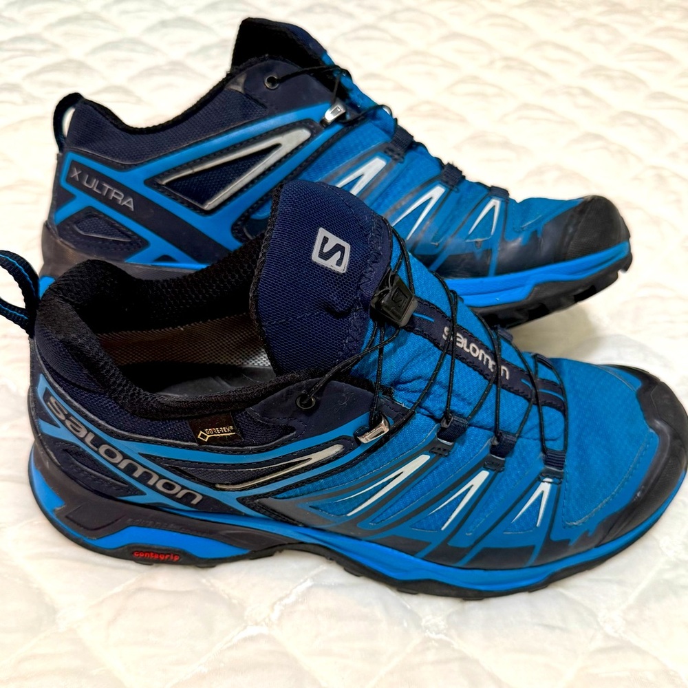 Salomon X Ultra GoreTex hiking Shoes with Quick-Lace System size 8 blue